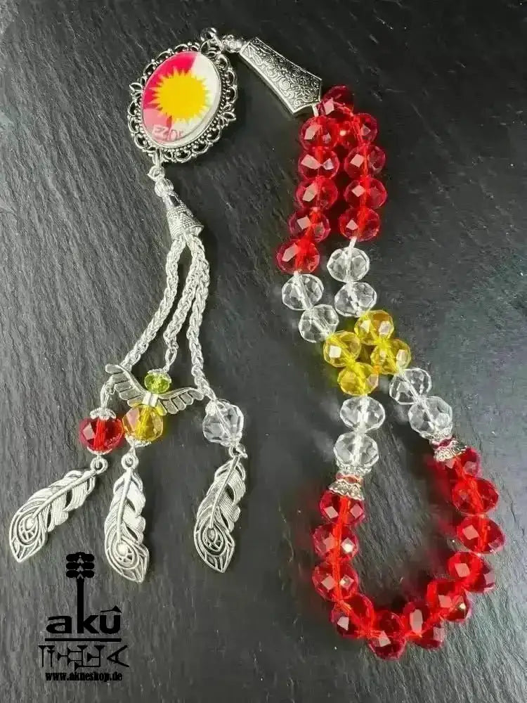 Fahne Tesbih, Irak, Saudiarabien, Syrien, Türkei, Ezdi, Kurdistan, Lebanon, Kristale 10mm, handgefertigte islamische Schmuck, Ramadan Eid Geschenke - AkueShop