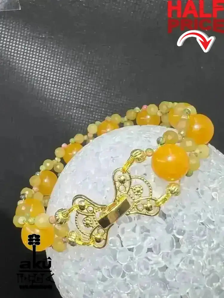 Gelbes Achat Armband Edelsteine Topas Indische grüne Achat vergoldet, chakrasenergie - AkueShop