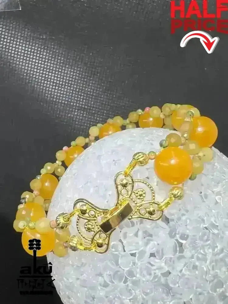 Gelbes Achat Armband Edelsteine Topas Indische grüne Achat vergoldet, chakrasenergie - AkueShop