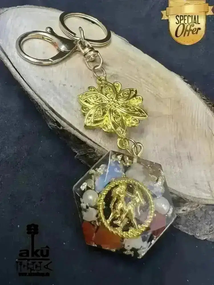 Gemini Schlusselanhänger Glücksteine Energieanhänger Harz Reiki - Meditationsenergie - AkueShop