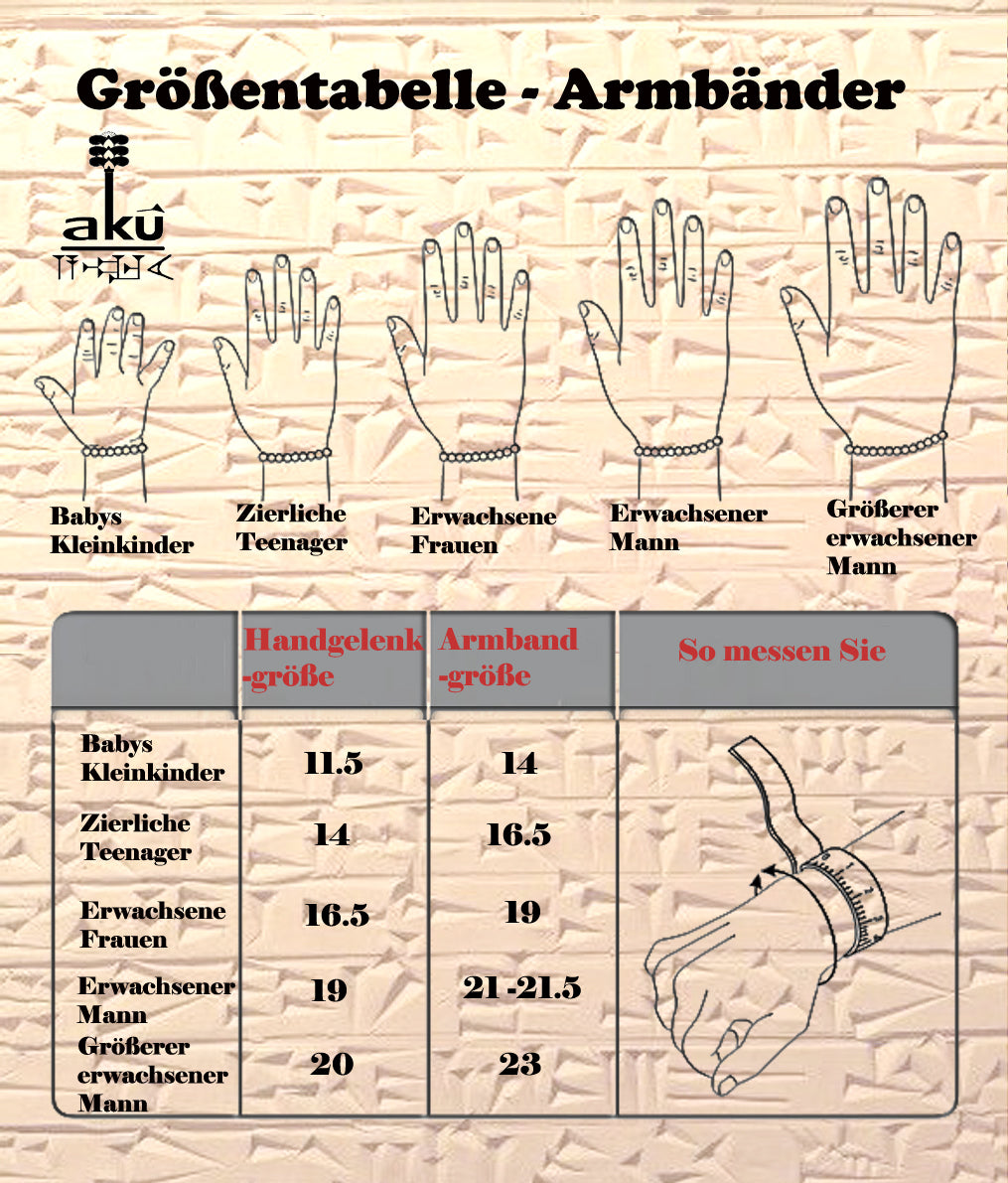 Größtabelle Armbänder, AkueShop produkte
