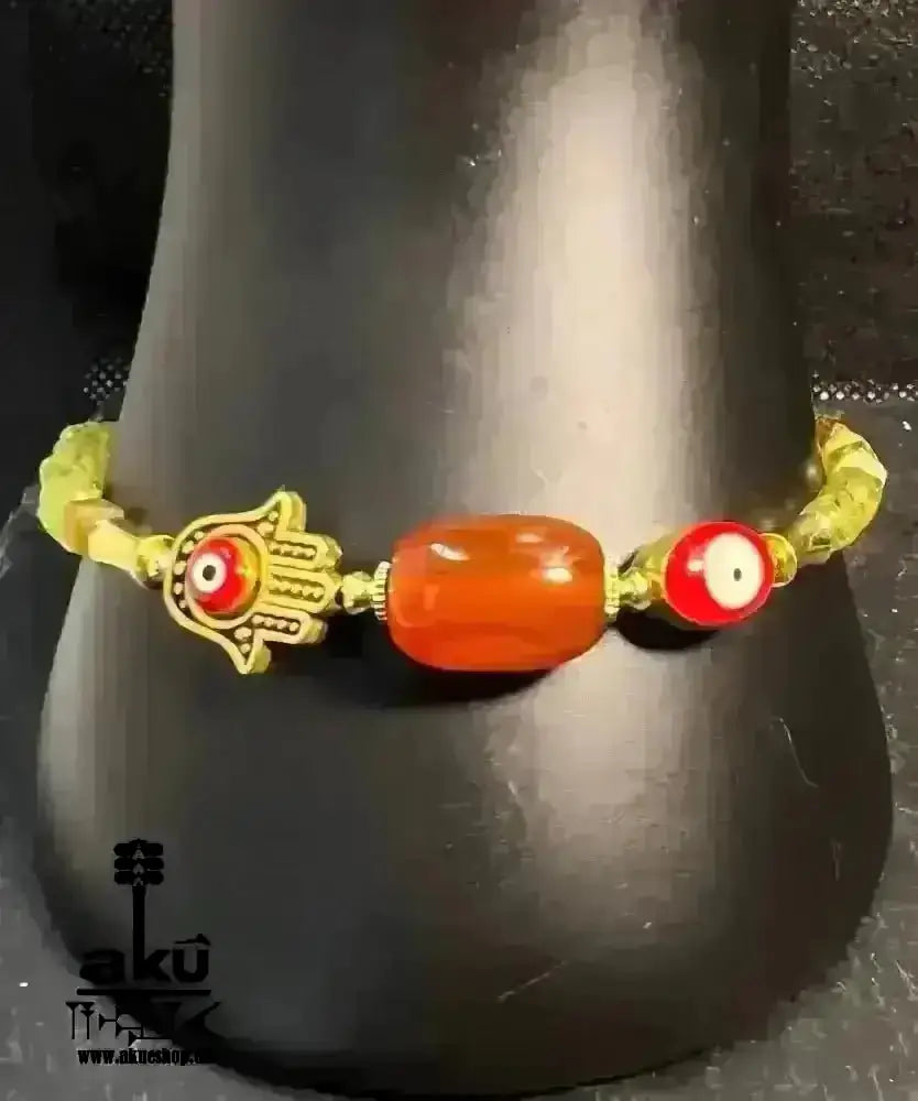 Grünes Granat rotes Achat Armband zum Schutz vor bösen Blicken, natürliche Glücksedelsteine - AkueShop