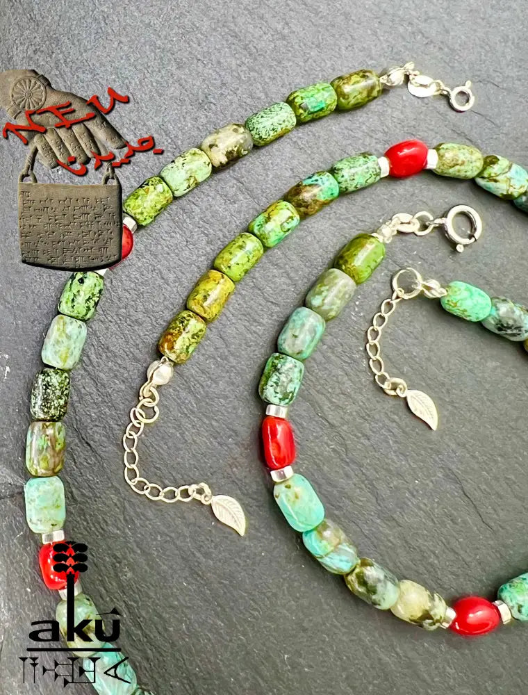 Hochwertiges unbehandeltes Afrikanisches Türkis und A+ Koralle in 925 Sterlingsilber – Hypoallergener Schmuck mit spiritueller Wirkung