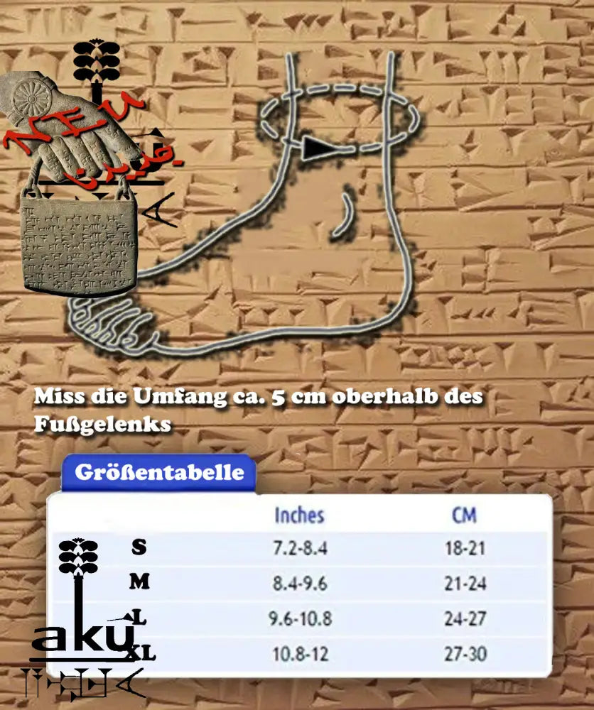 Füßkette Größtabelle, AkueShop Produkte
