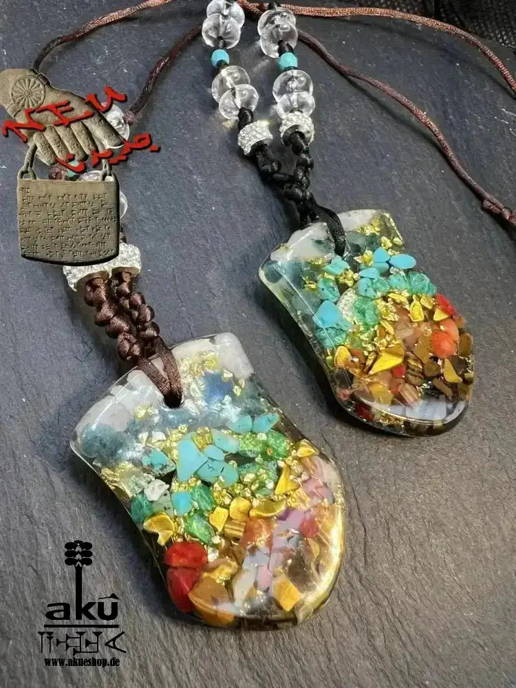 Islamisch Harzhalskette, arabische Wörter Kalligraphie, chakra Meditationsenergie - AkueShop