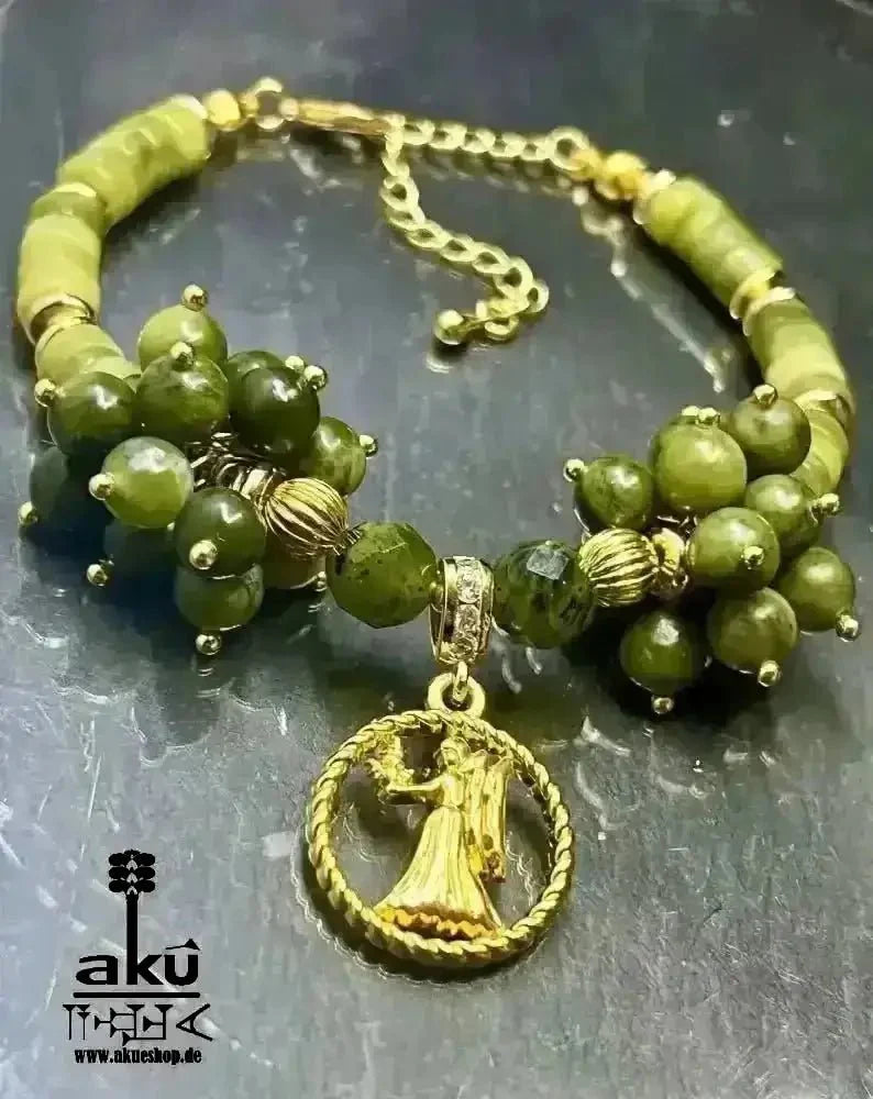 Jungfrau Sternzeichen Glückskristalle Armband natürlicher Jade Edelstein, Hertzchakras positive energie - AkueShop