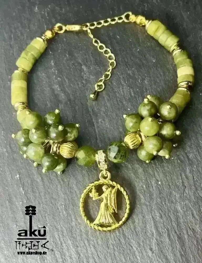 Jungfrau Sternzeichen Glückskristalle Armband natürlicher Jade Edelstein, Hertzchakras positive energie - AkueShop
