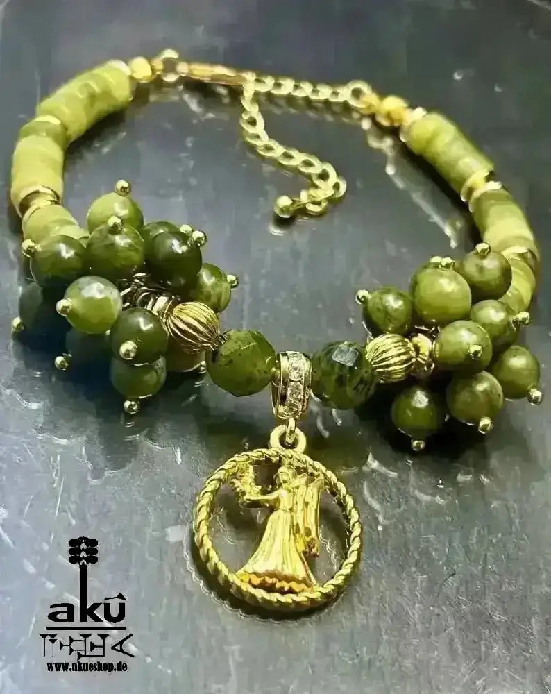 Jungfrau Sternzeichen Glückskristalle Armband natürlicher Jade Edelstein, Hertzchakras positive energie - AkueShop