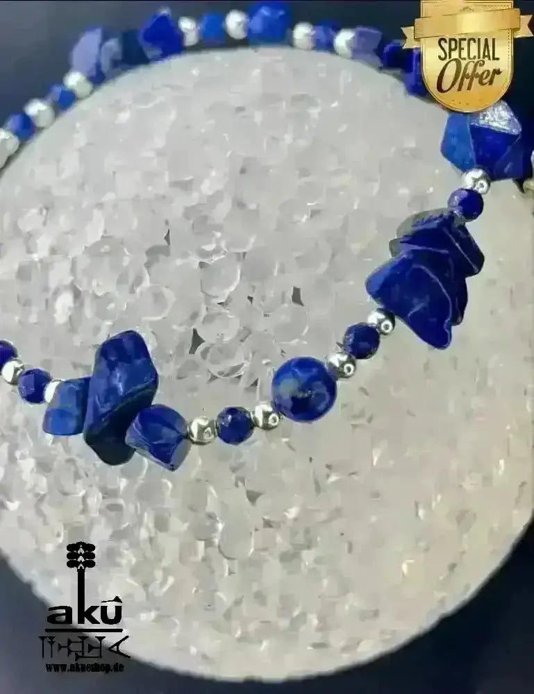 Lapislazuli Armbänder, natürliche Edelsteine, Drittenauge Chakra positive energie, 925er Silber - AkueShop