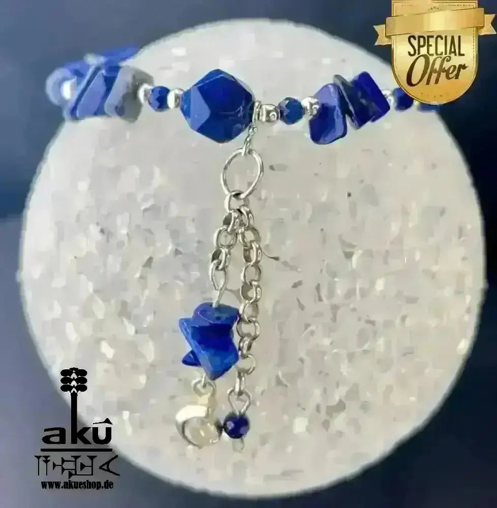 Lapislazuli Armbänder, natürliche Edelsteine, Drittenauge Chakra positive energie, 925er Silber - AkueShop