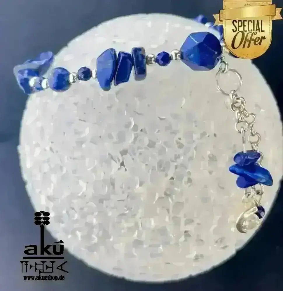 Lapislazuli Armbänder, natürliche Edelsteine, Drittenauge Chakra positive energie, 925er Silber - AkueShop
