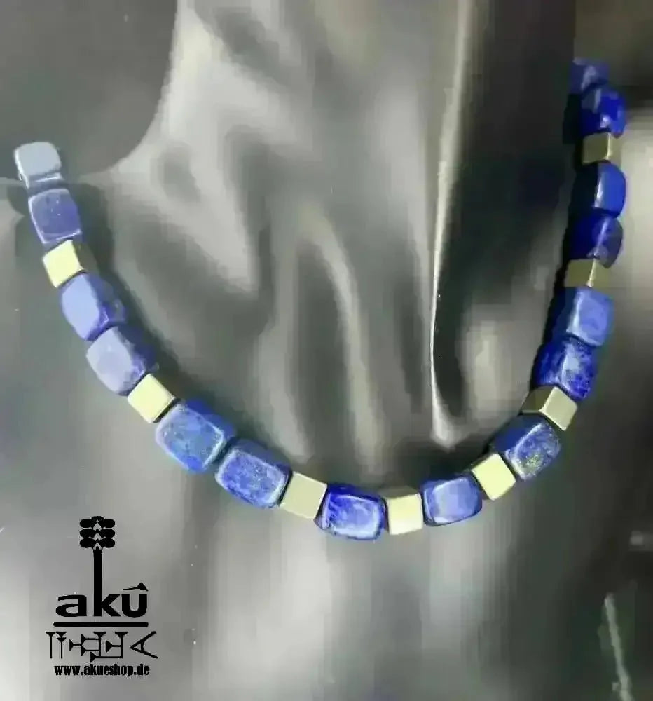 Handgefertigte Halskette, natürliches Lapislazuli Stein, 925er Silber, Dritteauge Chakra, meditation energie - AkueShop