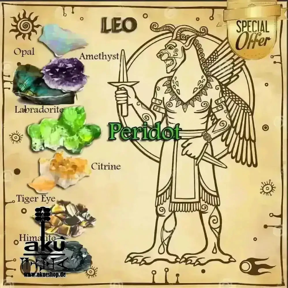 LÖWE Peridot Bernstein Amethyst Armband, vergoldet Schmuck, natürliche Edelsteine, kahribar, Chakren Heilungsenergie - AkueShop
