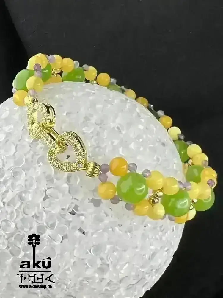 LÖWE Peridot Bernstein Amethyst Armband, vergoldet Schmuck, natürliche Edelsteine, kahribar, Chakren Heilungsenergie - AkueShop
