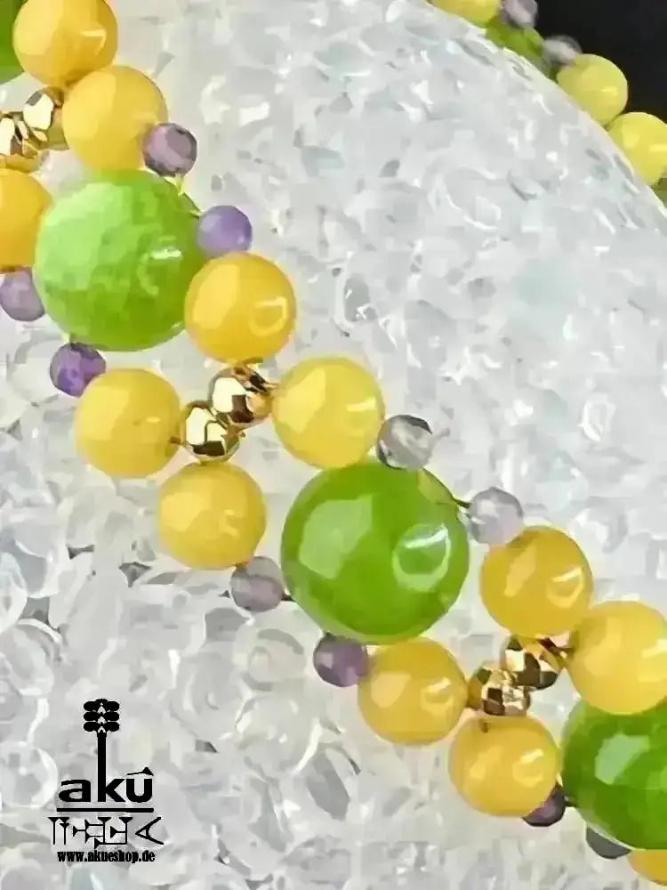 LÖWE Peridot Bernstein Amethyst Armband, vergoldet Schmuck, natürliche Edelsteine, kahribar, Chakren Heilungsenergie - AkueShop