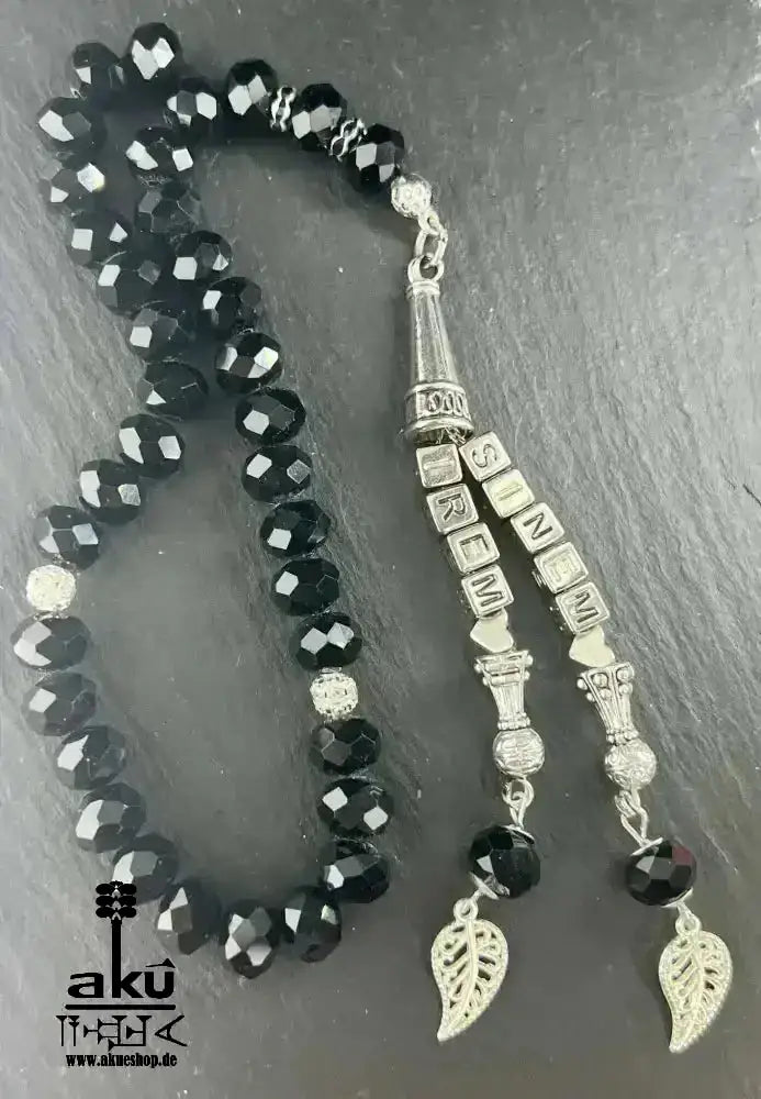 Namen Tesbih 33, schwarze Kristalle Perlen, islamisches Misbaha - AkueShop