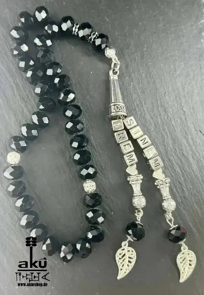Namen Tesbih 33, schwarze Kristalle Perlen, islamisches Misbaha - AkueShop