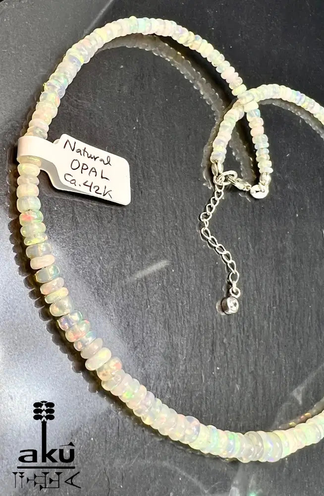 Natürliche Opal Halskette äthiopischer Vollfeuer Opal 7 mm Regenbogen Farbspiel