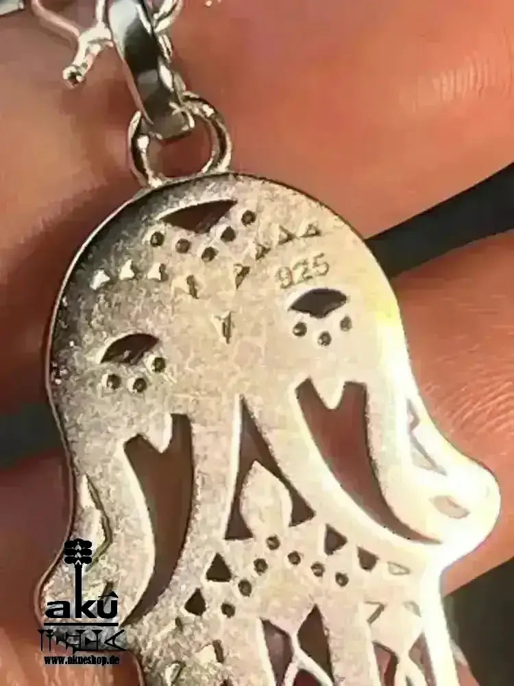Natürliche weiße OPAL Lavalier Halskette, Hamsa Fatima böser Blickschutz, Lapislazuli Chakra - AkueShop