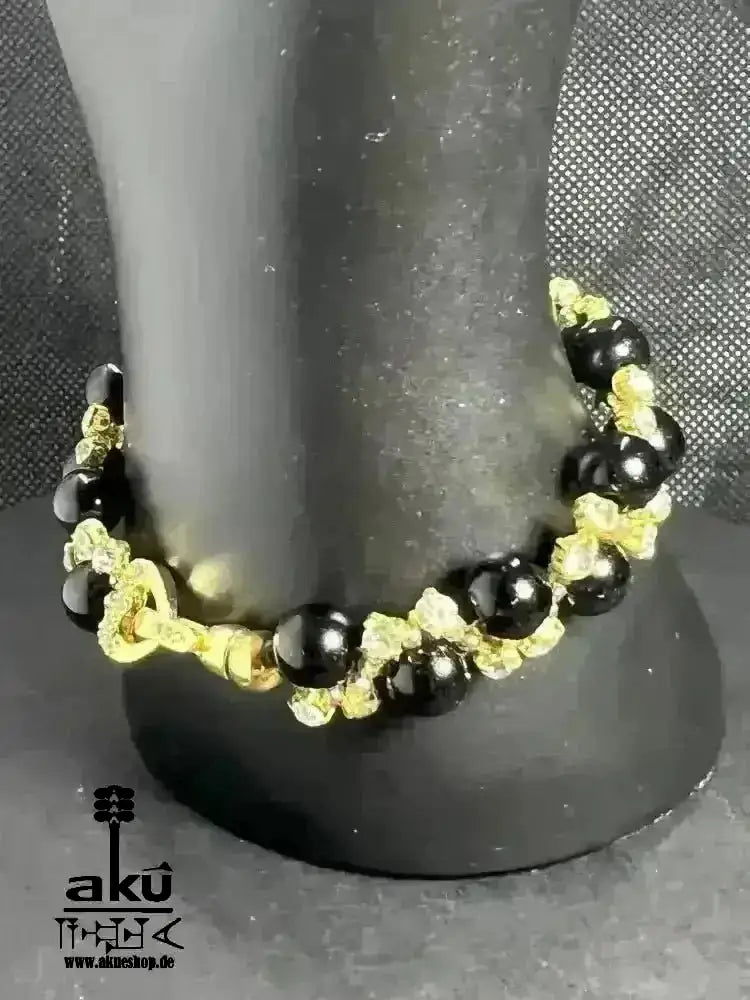 Natürlicher Jade/Onyx Armband, Herz/Wurzelchakren positive Energie Partygeschenk - AkueShop