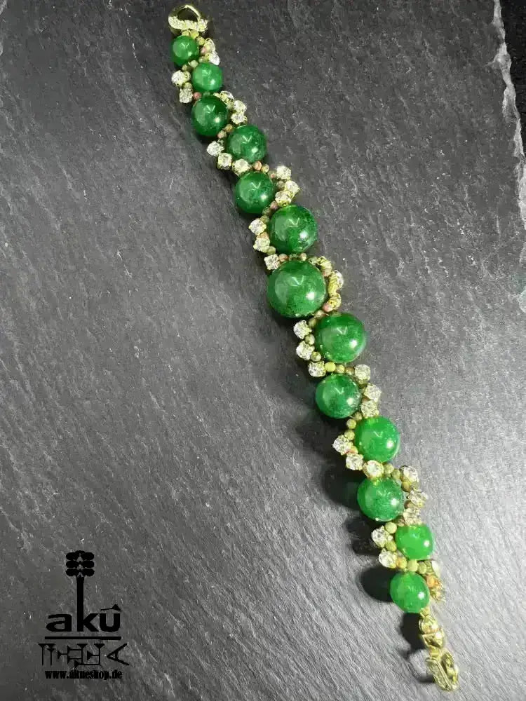 Natürlicher Jade/Onyx Armband, Herz/Wurzelchakren positive Energie Partygeschenk - AkueShop