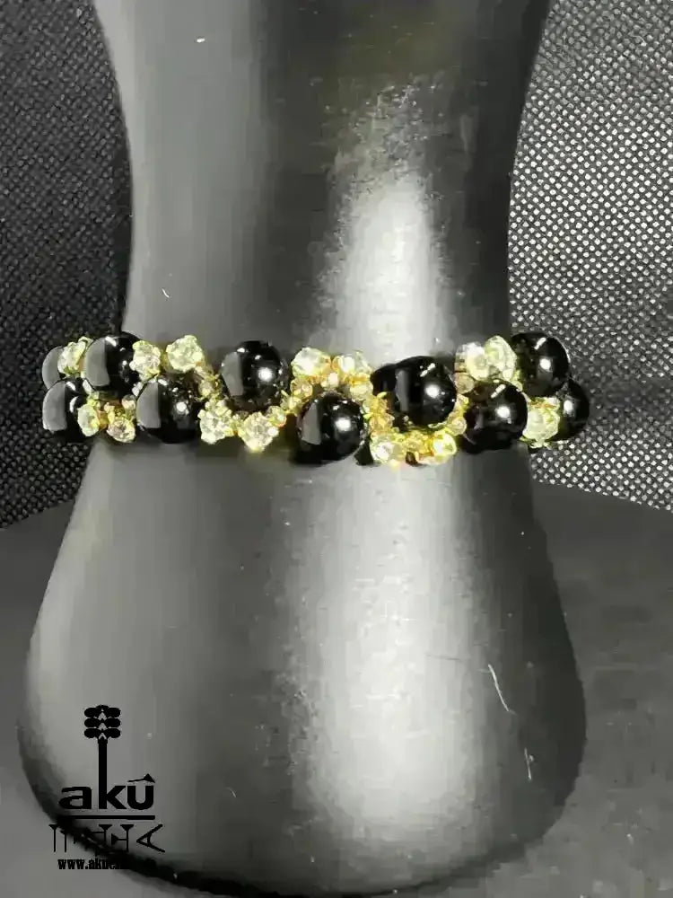 Natürlicher Jade/Onyx Armband, Herz/Wurzelchakren positive Energie Partygeschenk - AkueShop