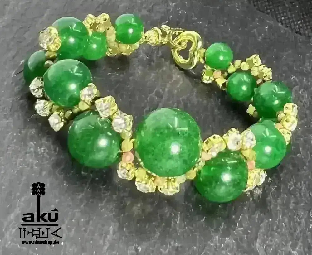 Natürlicher Jade/Onyx Armband, Herz/Wurzelchakren positive Energie Partygeschenk - AkueShop