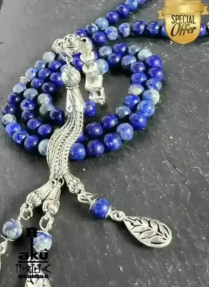 Natürlicher Lapis Lazuli Tesbih 99 islamisches Misbaha, Dritteauge Chakra, energie, Lazurite - AkueShop