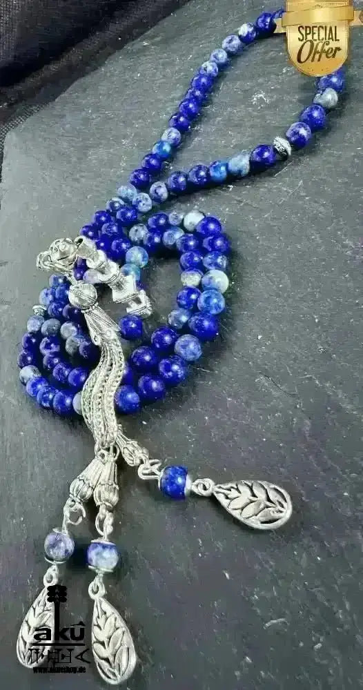 Natürlicher Lapis Lazuli Tesbih 99 islamisches Misbaha, Dritteauge Chakra, energie, Lazurite - AkueShop