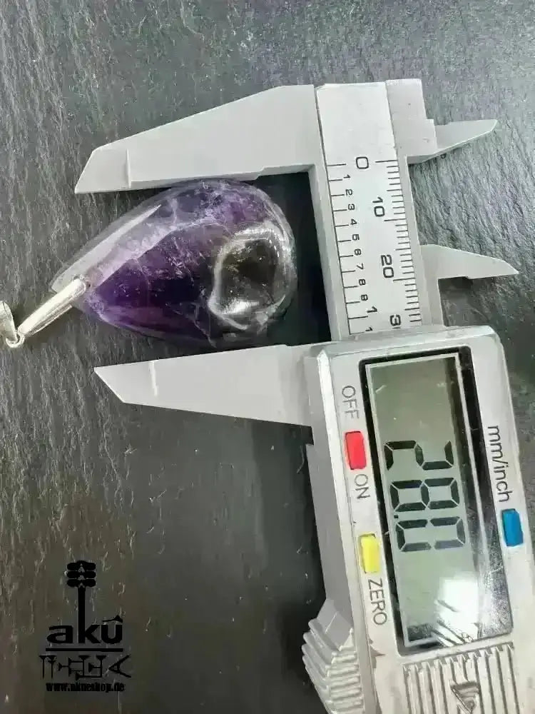 Natürliches Amethyst Halskette, Lili Edelstein, 925er Silber, Kronen & Drittenauge Chakra Heilungsenergie - AkueShop
