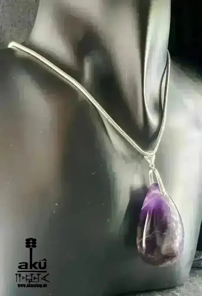 Natürliches Amethyst Halskette, Lili Edelstein, 925er Silber, Kronen & Drittenauge Chakra Heilungsenergie - AkueShop