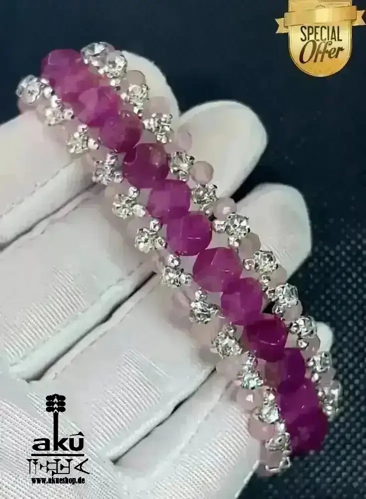 Natürliches roses Chalcedony/Angelit Armband, Bling Bling glänzendes breite Schmuck - AkueShop