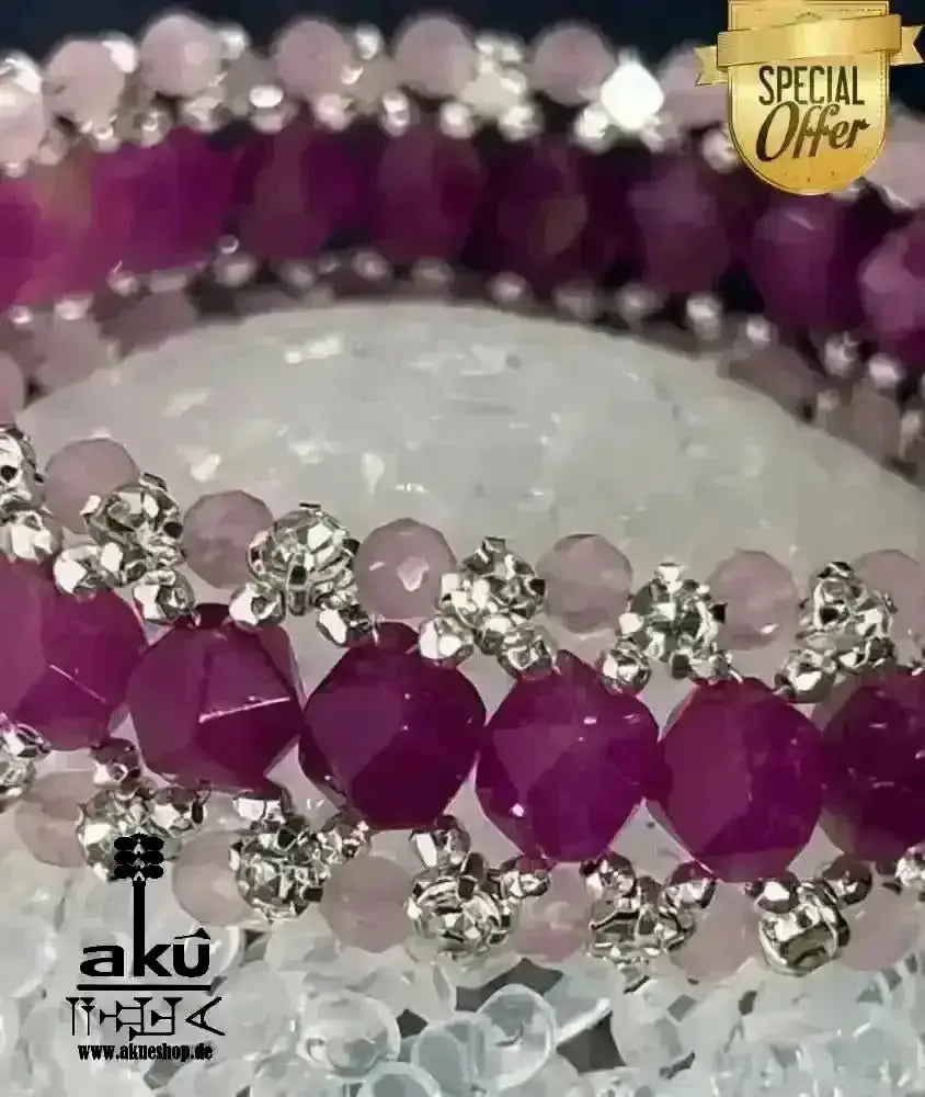 Natürliches roses Chalcedony/Angelit Armband, Bling Bling glänzendes breite Schmuck - AkueShop