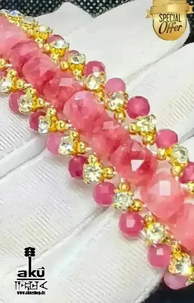 Natürliches roses Chalcedony/Angelit Armband, Bling Bling glänzendes breite Schmuck - AkueShop