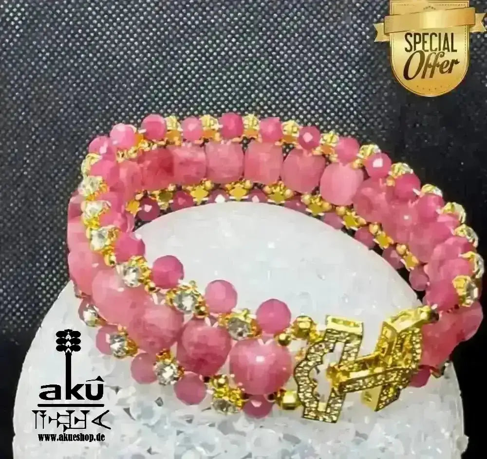 Natürliches roses Chalcedony/Angelit Armband, Bling Bling glänzendes breite Schmuck - AkueShop