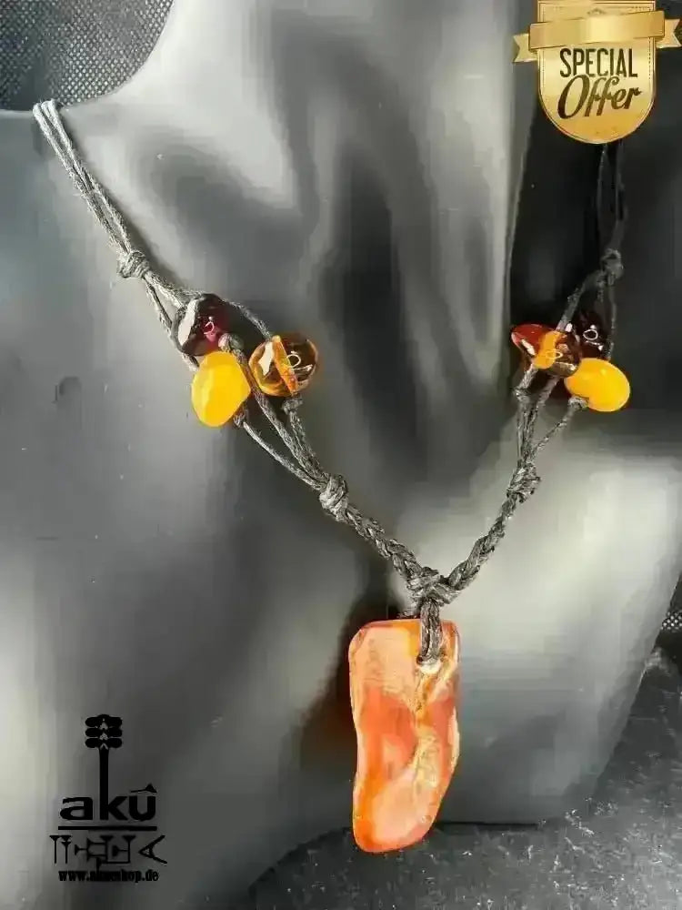 Naturel - Rohes Bernstein - Princess Halskette, 48cm unbehandeltes Ostsee Bernstein, Solar Plexus Chakra, meditation energieكهرب - AkueShop