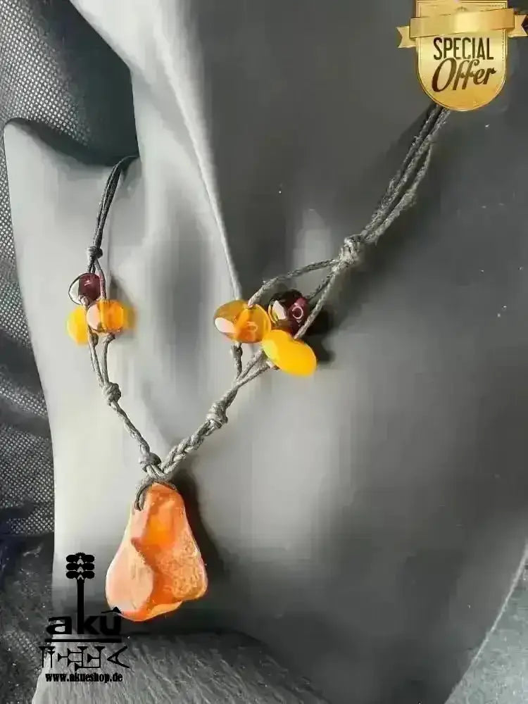 Naturel - Rohes Bernstein - Princess Halskette, 48cm unbehandeltes Ostsee Bernstein, Solar Plexus Chakra, meditation energieكهرب - AkueShop