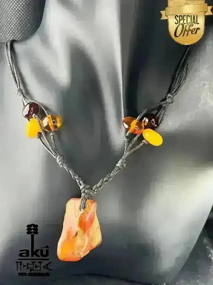 Naturel - Rohes Bernstein - Princess Halskette, 48cm unbehandeltes Ostsee Bernstein, Solar Plexus Chakra, meditation energieكهرب - AkueShop