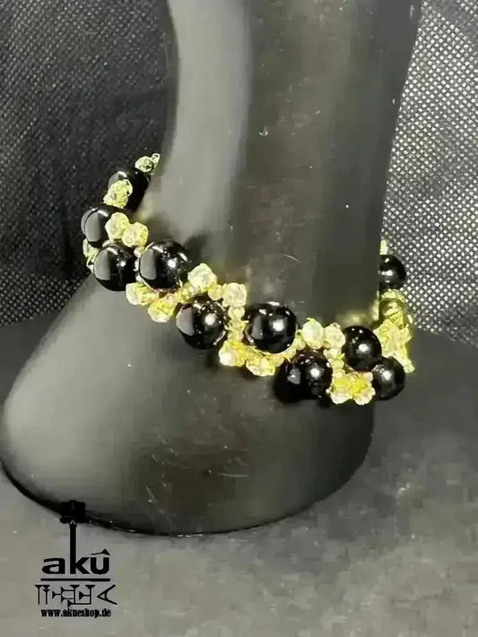 Natürlicher Jade/Onyx Armband, Herz/Wurzelchakren positive Energie Partygeschenk - AkueShop