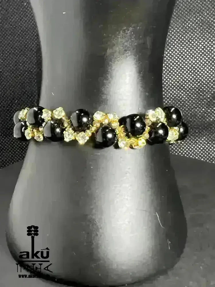 Natürlicher Jade/Onyx Armband, Herz/Wurzelchakren positive Energie Partygeschenk - AkueShop