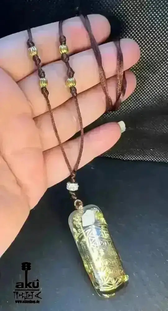 Orgonit 7Chakras Halskette Edelstein Gold Energieanhänger Orgonit Geometrie Harz, Reiki - Meditationsenergie - AkueShop