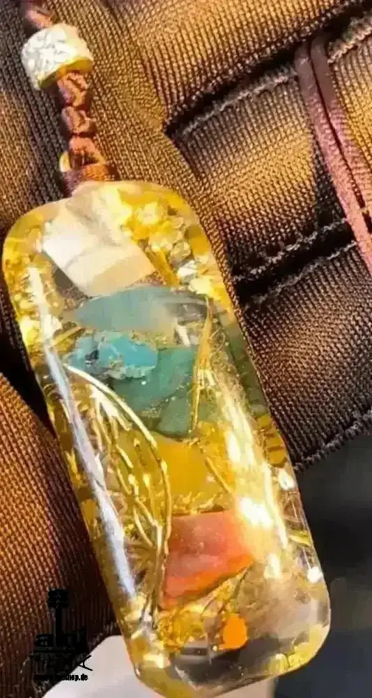 Orgonit 7Chakras Halskette Edelstein Gold Energieanhänger Orgonit Geometrie Harz, Reiki - Meditationsenergie - AkueShop