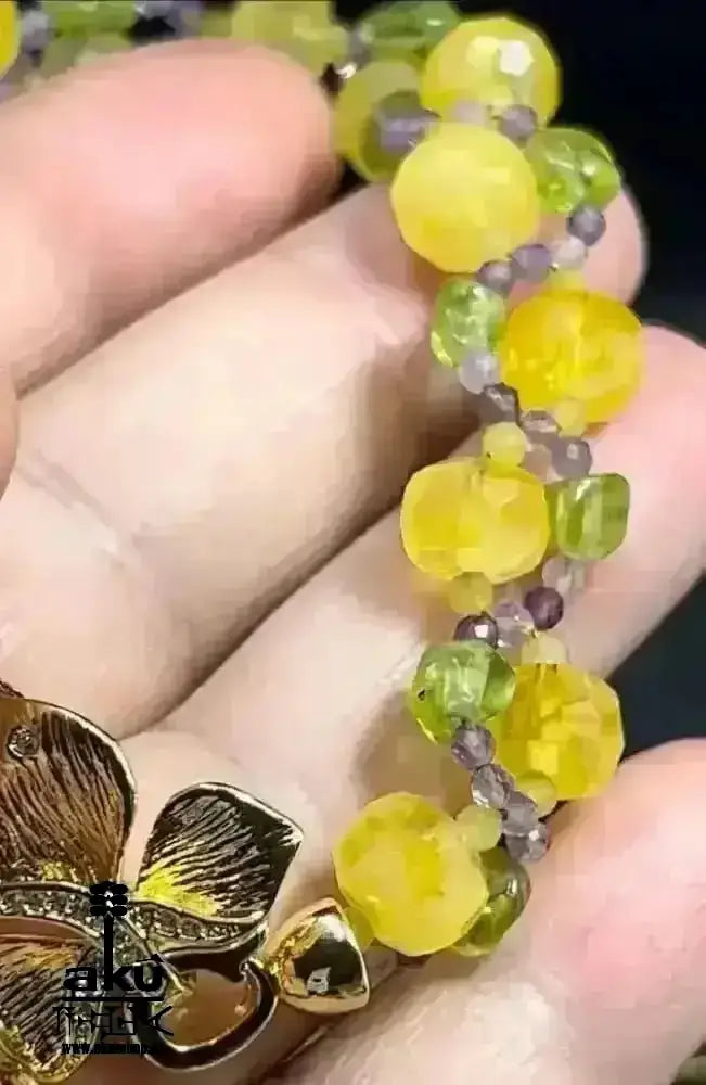 Peridot Amethyst Citrin Armband, natürlichen Edelsteinen vegoldete Schmuck, chakrenenergie - AkueShop