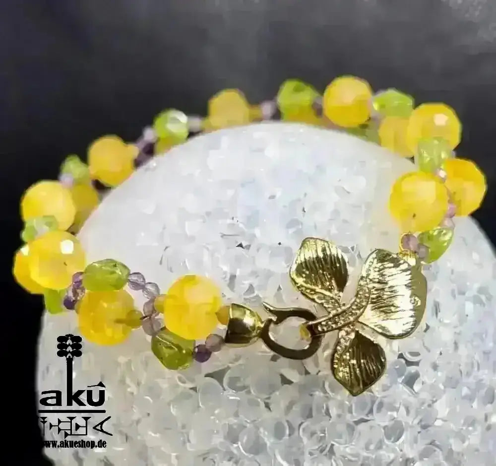 Peridot Amethyst Citrin Armband, natürlichen Edelsteinen vegoldete Schmuck, chakrenenergie - AkueShop