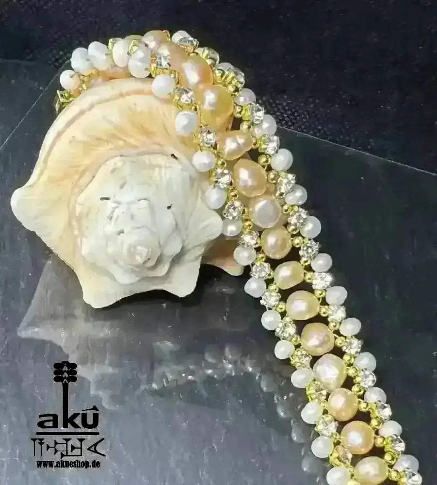 Perlen Armband, Bling Bling Band, party - Schmuck, Kronnen und Herz Chakras vergoldet - AkueShop