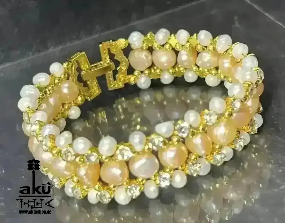 Perlen Armband, Bling Bling Band, party - Schmuck, Kronnen und Herz Chakras vergoldet - AkueShop