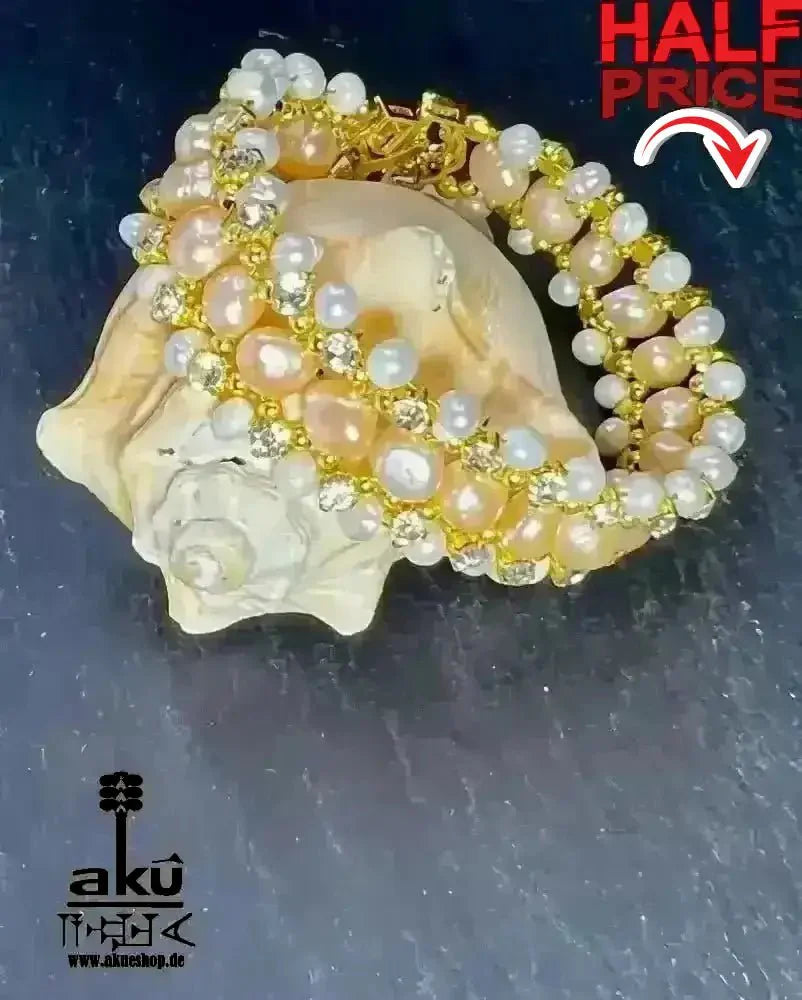 Perlen Armband, Bling Bling Band, party - Schmuck, Kronnen und Herz Chakras vergoldet - AkueShop