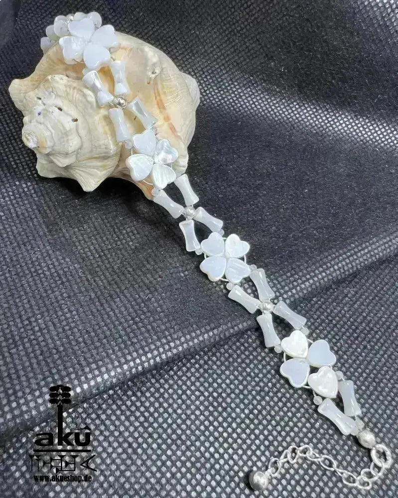 Perlmutt Armband natürlich 925 silber Kronenchakra Reiki, Meditation Energie - AkueShop