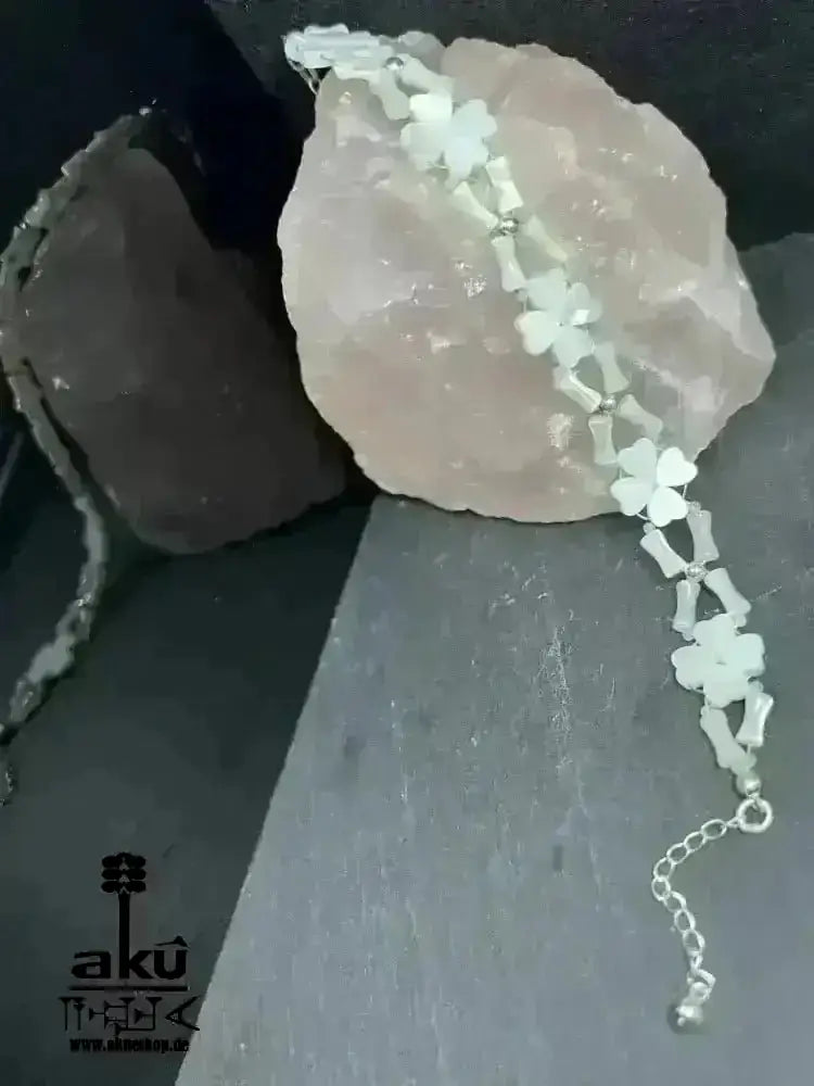 Perlmutt Armband natürlich 925 silber Kronenchakra Reiki, Meditation Energie - AkueShop