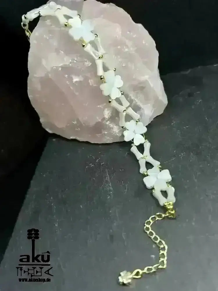 Perlmutt Armband natürlich 925 silber Kronenchakra Reiki, Meditation Energie - AkueShop